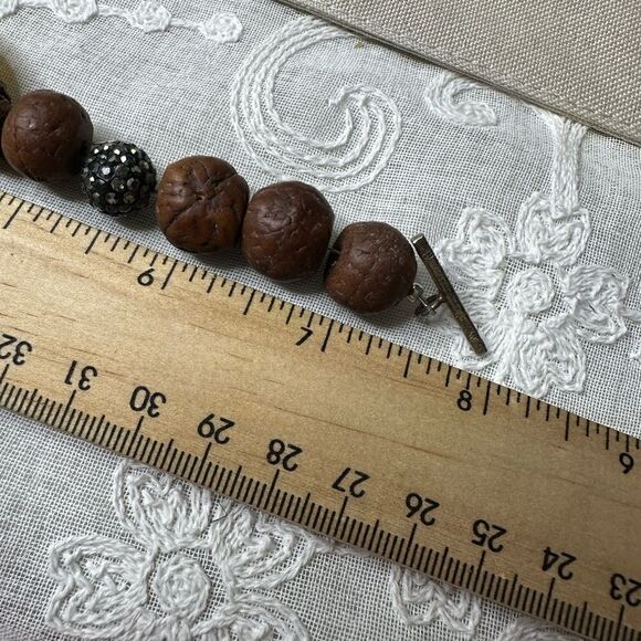 Tibetan Natural Jade Beaded Bangle Tibetan Style Dzi Beads Bracelet - Picture 5 of 5